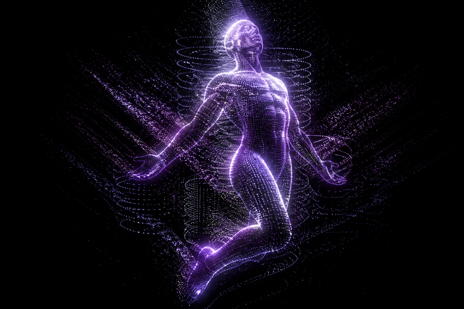 Particle visualization of Zeregno humanoid AI stack